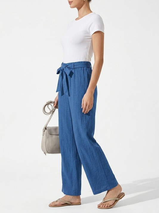 Women's Pants with Tied Belt