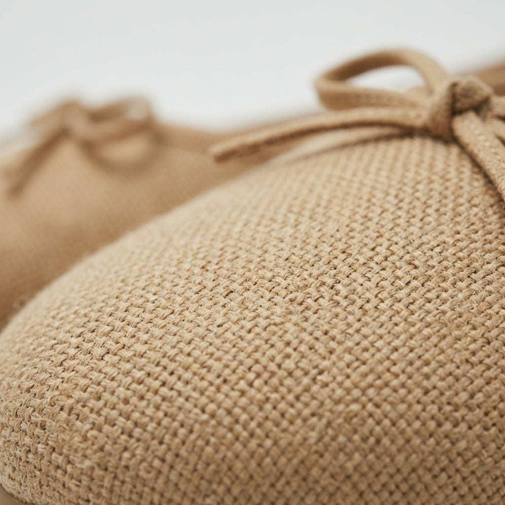 Beige Canvas Ballet Flats
