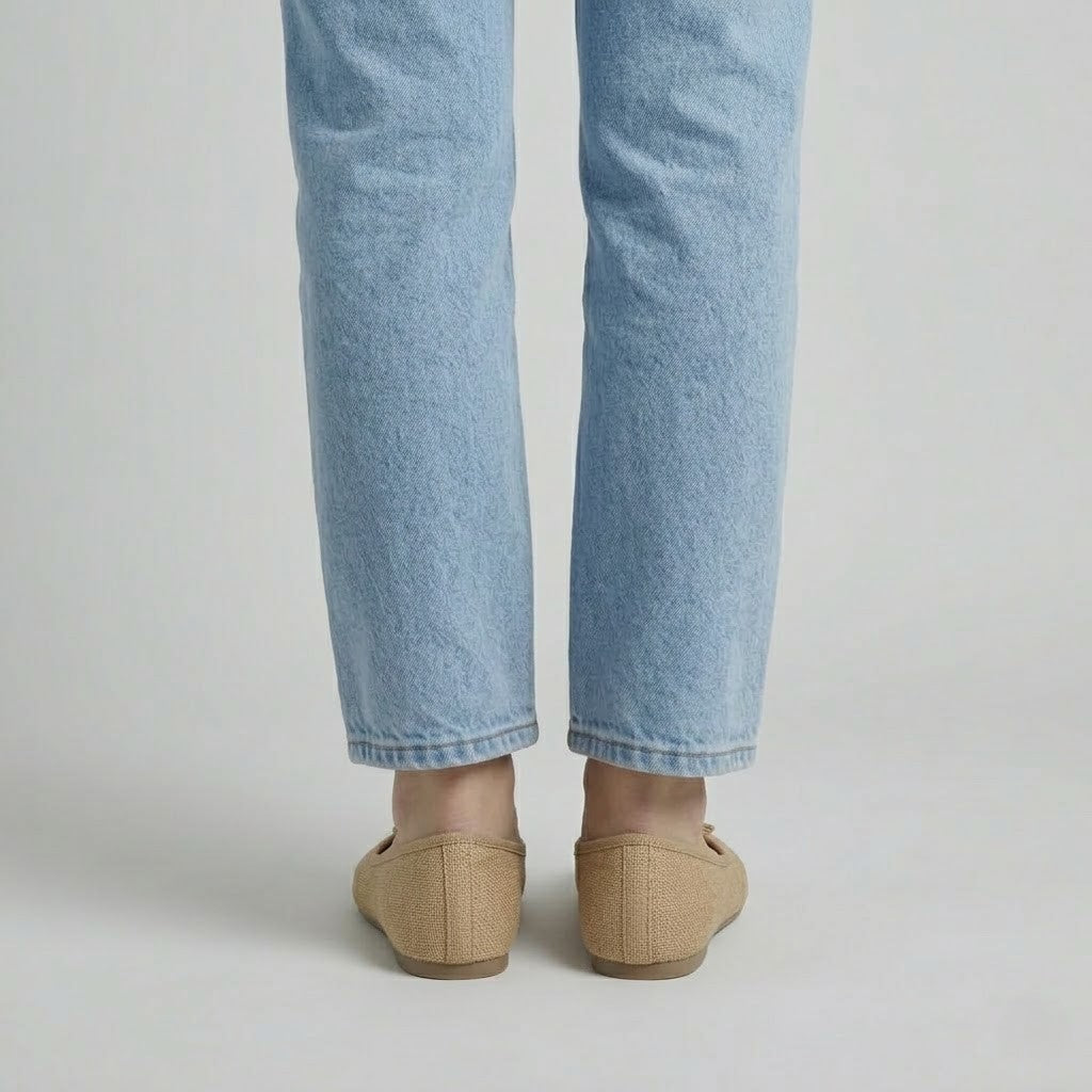 Beige Canvas Ballet Flats