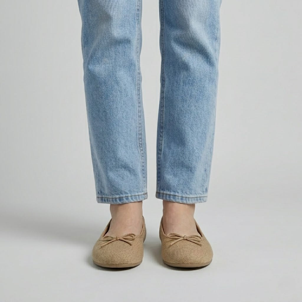 Beige Canvas Ballet Flats
