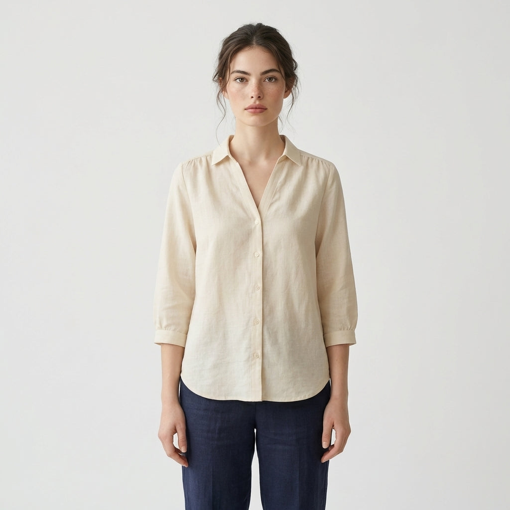 Beige Linen Blouse
