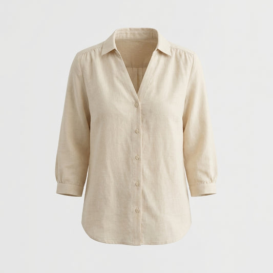Beige Linen Blouse