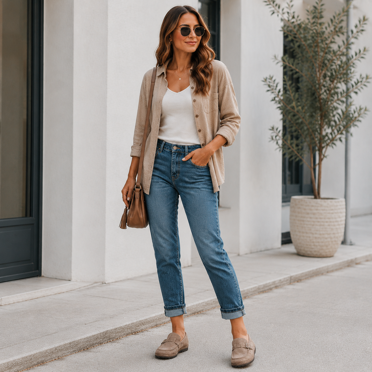 Round-Toe Low Heel Buckle Flats